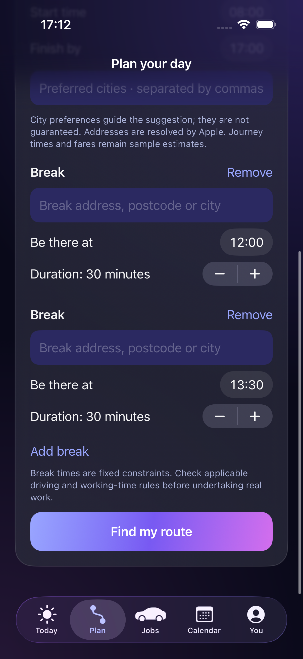 Day planning
